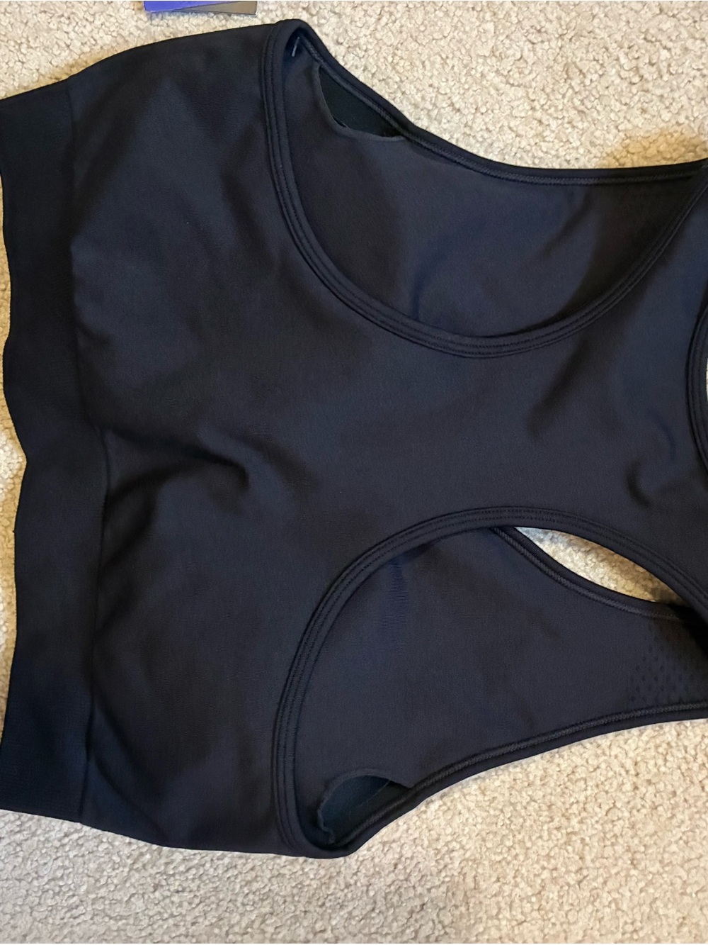 Black Racerback Sports Bra with Light Logo - Picture 2 of 2